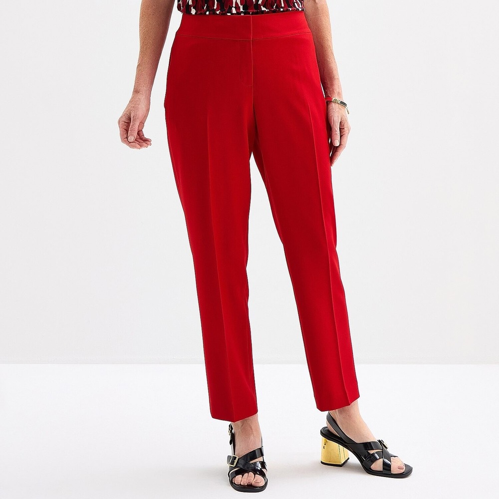MSRP $59 Black Label by Evan-Picone Womens 8 Fire Red Straight Suit Pants Classi